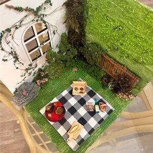 Handmade Miniature Picnic in the Garden Dollhouse Room Box